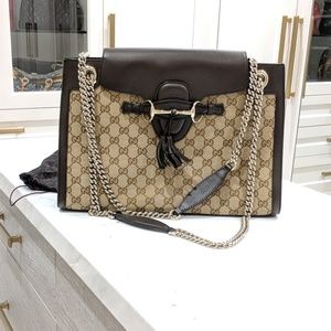 NWOT Gucci Emily GG Canvas and Leather Bag
